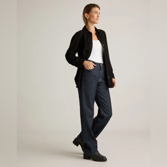 NWT Quince 100% Goat Suede Leather Over-shirt Black Woman’s Size Medium - Picture 4 of 11